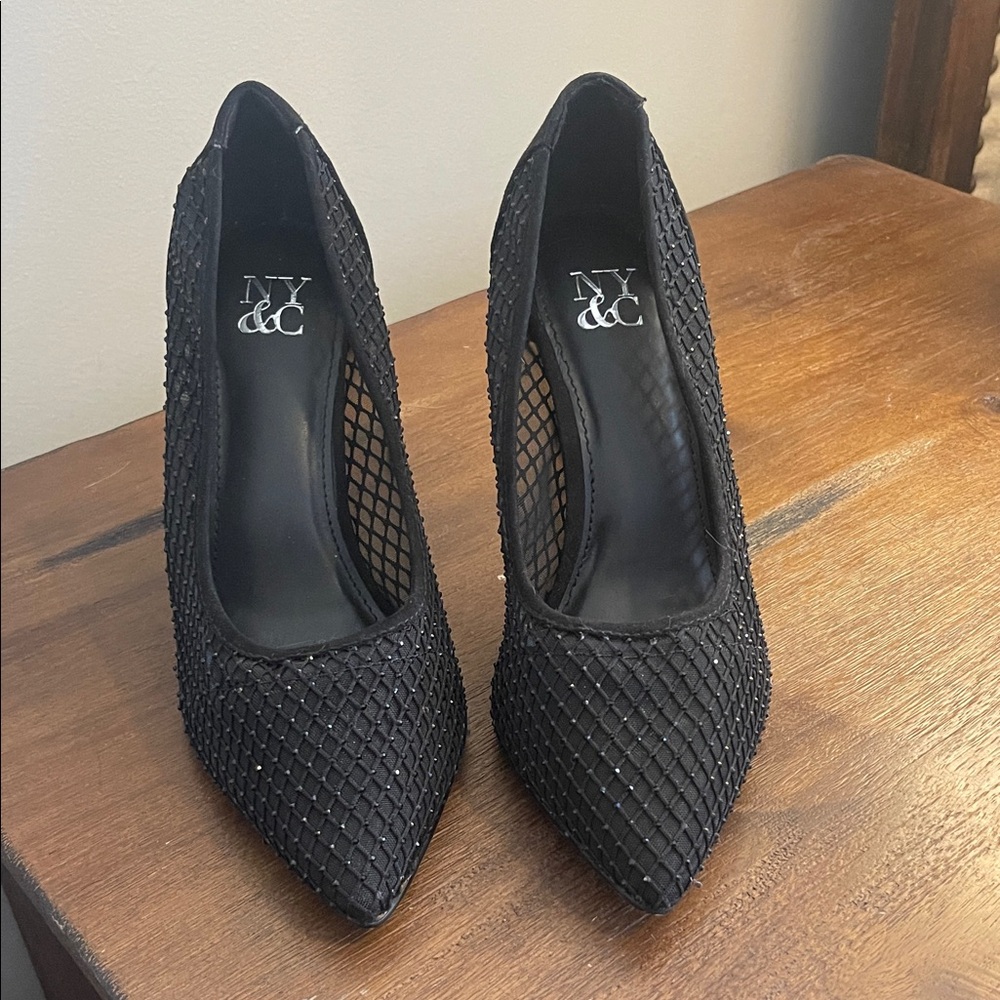 New York & Company Black Mesh Heels
